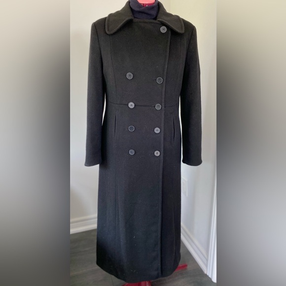 Black Double Breasted Larry Levine Wool Coat - Picture 1 of 6